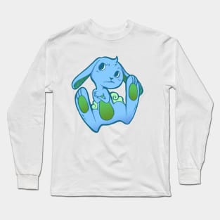 Fussy Bunny in Blue on Green Long Sleeve T-Shirt